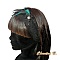 bandeau cheveux dentelle noire et plumes bleu turquoise et noir