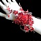 jarreti&egrave;re blanche dentelle et organza fleurs rouges
