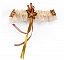 jarreti&egrave;re dentelle ivoire fleur de soie chocolat ruban or