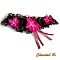 jarreti&egrave;re mariage dentelle chocolat fleurs de soie fuschia