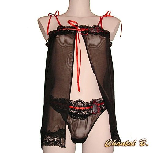jarreti&egrave;re papillon de soie rouge et noir sur dentelle Rachel noire
