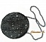 pochette ronde fantaisie satin noir anse perles grises