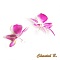 Puces d'oreilles orchidées en soie rose pour mariage.