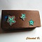 sac pochette de soir&eacute;e ou mariage satin chocolat fleurs soie turquoise strass dor&eacute;s