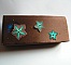 sac pochette de soir&eacute;e ou mariage satin chocolat fleurs soie turquoise strass dor&eacute;s