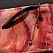 sac &agrave; main coton noir et soie rouge peinte Sibille bandouli&egrave;re r&eacute;glable