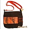 sac &agrave; main coton chocolat et soie orange peinte Marion bandouli&egrave;re r&eacute;glable