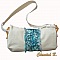 sac &agrave; main coton &eacute;crue et soie turquoise peinte &agrave; la main