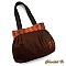 sac &agrave; main toile coton chocolat et soie peinte orang&eacute;e Suki anses tress&eacute;es