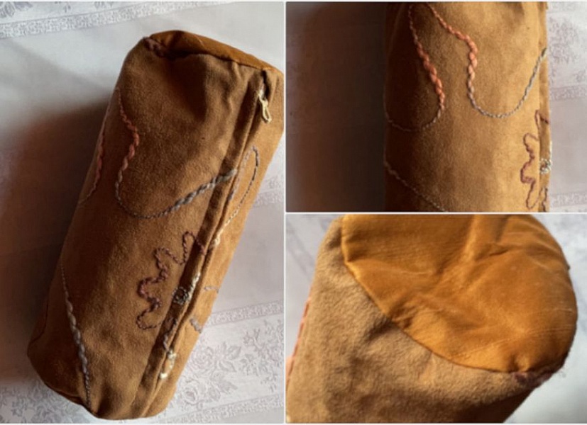 trousse forme polochon tissu et soie sauvage