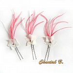  Epingles cheveux lot de 3 pics fleur &agrave; chignon rouge &eacute;pingles &agrave; cheveux mariage fleur de soie sur plumes rouge