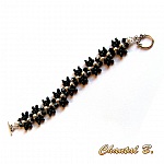 bracelet soir&eacute;e perles swarovski blanches perles verre noir