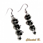 boucles d'oreilles cristal swarovski noir et argent soir&eacute;e mariage