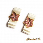 clips chaussures mariage noeud satin ivoire mari&eacute;e et fleur de soie choclat