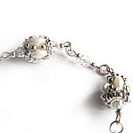 bracelet boules cristal swarovski perles de verre blanc nacr&eacute; et argent 