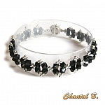 bracelet swarovski noir brillant baroque perles tiss&eacute;es swarovski cristal noir et argent