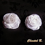 clips chaussures mariage fleur satin blanc et pistils blancs accessoire mariage c&eacute;r&eacute;monie soir&eacute;e