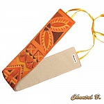 Ceinture large soie sauvage Sienna ethnique geometrique orangee doublure coton &agrave; nouer