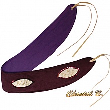 Ceinture large su&eacute;dine violet violine et soie peinte doubl&eacute;e tissu coton &agrave; nouer