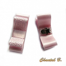clips chaussures mariage noeud satin rose et dentelle blanche