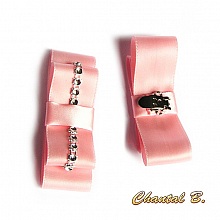 clips chaussures mariage noeud satin mari&eacute;e saumon et argent