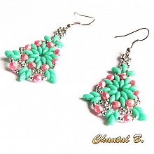 boucles d'oreilles turquoise perles cristal boheme corail et argent