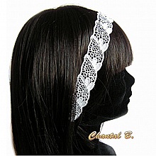 headband mariage a nouer dentelle blanche et strass 