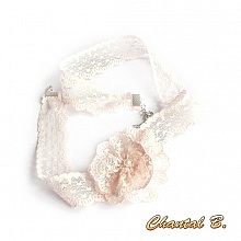 bandeau cheveux dentelle rose poudr&eacute; accessoire mariage headband  romantique