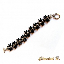 bracelet soir&eacute;e perles swarovski blanches perles verre noir
