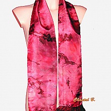 foulard soie rouge et noir &agrave; volants mousseline Lara