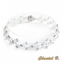 bracelet swarovski romantique perles tiss&eacute;es swarovski cristal et argent