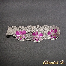 jarreti&egrave;re mariage orchid&eacute;e de soie dentelle ivoire AMALIA