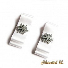 clips chaussures mariage flocon de neige argent noeud satin blanc accessoire c&eacute;r&eacute;monie  th&egrave;me hiver