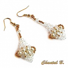 boucles d'oreilles cristal swarovski perles nacr&eacute;es et or soir&eacute;e mariage