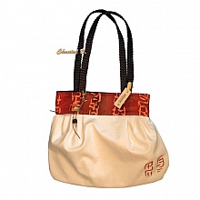 sac &agrave; main coton &eacute;crue et soie orang&eacute;e Carola anse tress&eacute;e