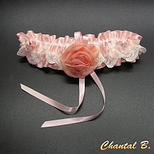 jarreti&egrave;re mariage lingerie romantique cr&eacute;ateur satin rose poudr&eacute; dentelle ivoire Rachel ivoire fleur mousseline de soie