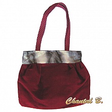 sac &agrave; main sac cabas rouge et soie grise anse tress&eacute;e