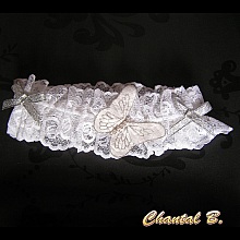 jarreti&egrave;re mariage dentelle blanche et papillon d'argent