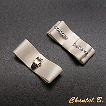 clips chaussures mariage c&eacute;r&eacute;monie noeud satin &eacute;cru mari&eacute;e et argent