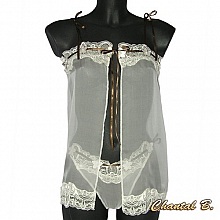 lingerie de nuit mariage Saint Valentin ensemble d&eacute;shabill&eacute; Tara soie  ivoire et string fleurs soie perles
