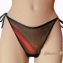 String en mousseline de soie noir et rouge SAINT VALENTIN -promo 10 % pour 2 achet&eacute;s