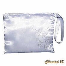 pochette satin blanc mariage arabesque argent et strass
