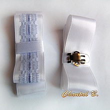 clips chaussures mariage soir&eacute;e c&eacute;r&eacute;monie noeud satin blanc et dentelle lilas accessoire personnalisable