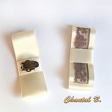 clips chaussures mariage noeud satin ivoire mari&eacute;e et dentelle taupe