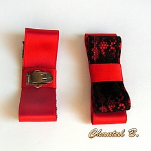 clips chaussures rouge mariage noeud satin rouge et dentelle noire