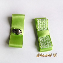 clips chaussures accessoire mariage noeud satin anis et dentelle blanche th&egrave;me nature