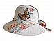 Chapeau de paille enduite peint à la main motifs fleurs.
