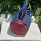 Sac bowling Rouge Passion en jean recyclé et velours rouge.