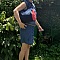 Sac bowling Rouge Passion en jean recyclé et velours rouge.