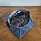 Vide poches en jean , doubl&eacute; de tissu coton imprim&eacute; wax.